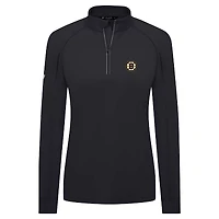 Women's Levelwear Black Boston Bruins Kinetic Insignia Core Raglan Quarter-Zip Top
