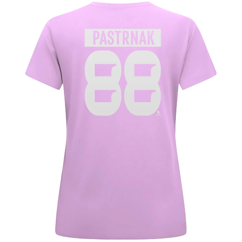 Women's Levelwear David Pastrnak Lavender Boston Bruins Hockey Fights Cancer Anthem Name & Number T-Shirt
