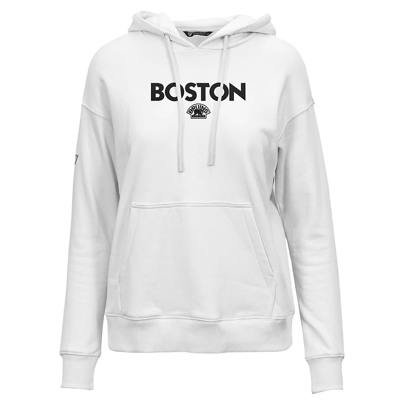 Women's Levelwear White Boston Bruins Adorn City Capsule Pullover Hoodie