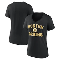 Women's Logo Athletic  Black Boston Bruins Arch Victory V-Neck T-Shirt