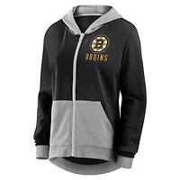 Women's Logo Athletic Black Boston Bruins Hit It French Terry Full-Zip Hoodie