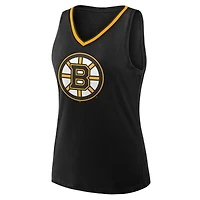 Débardeur à col en V noir avec logo athlétique des Bruins de Boston pour femme