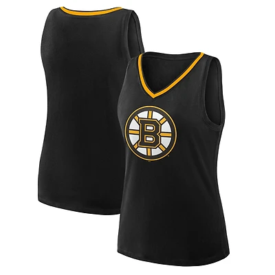 Débardeur à col en V noir avec logo athlétique des Bruins de Boston pour femme