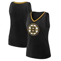 Débardeur à col en V noir avec logo athlétique des Bruins de Boston pour femme