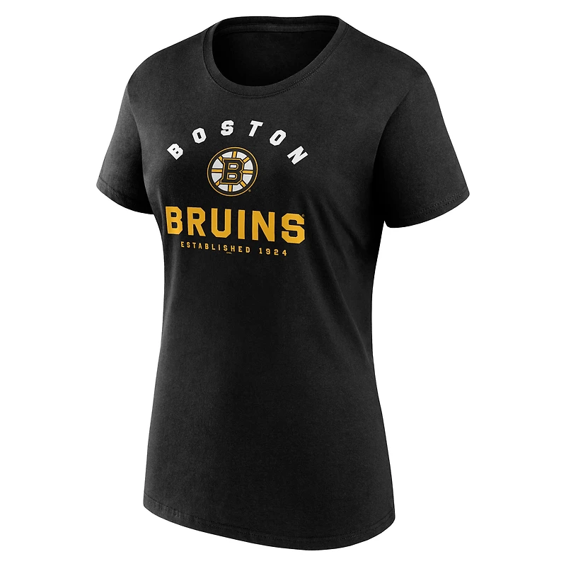 T-shirt athlétique noir pour femme avec logo des Bruins de Boston Unrivaled