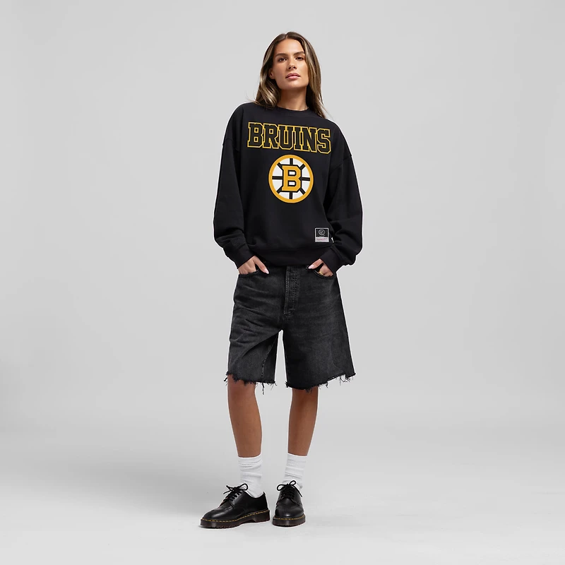 Women's Mitchell & Ness Black Boston Bruins Core Oversized Sweatshirt