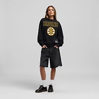 Women's Mitchell & Ness Black Boston Bruins Core Oversized Sweatshirt