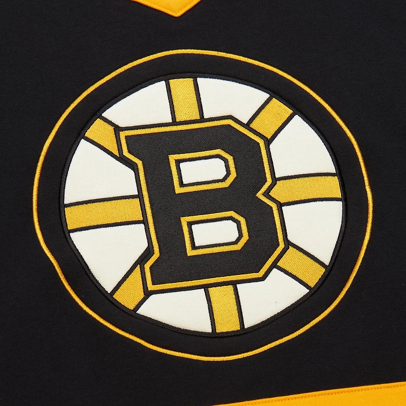 Women's Mitchell & Ness Black Boston Bruins Heritage Lace-Up Pullover Sweatshirt