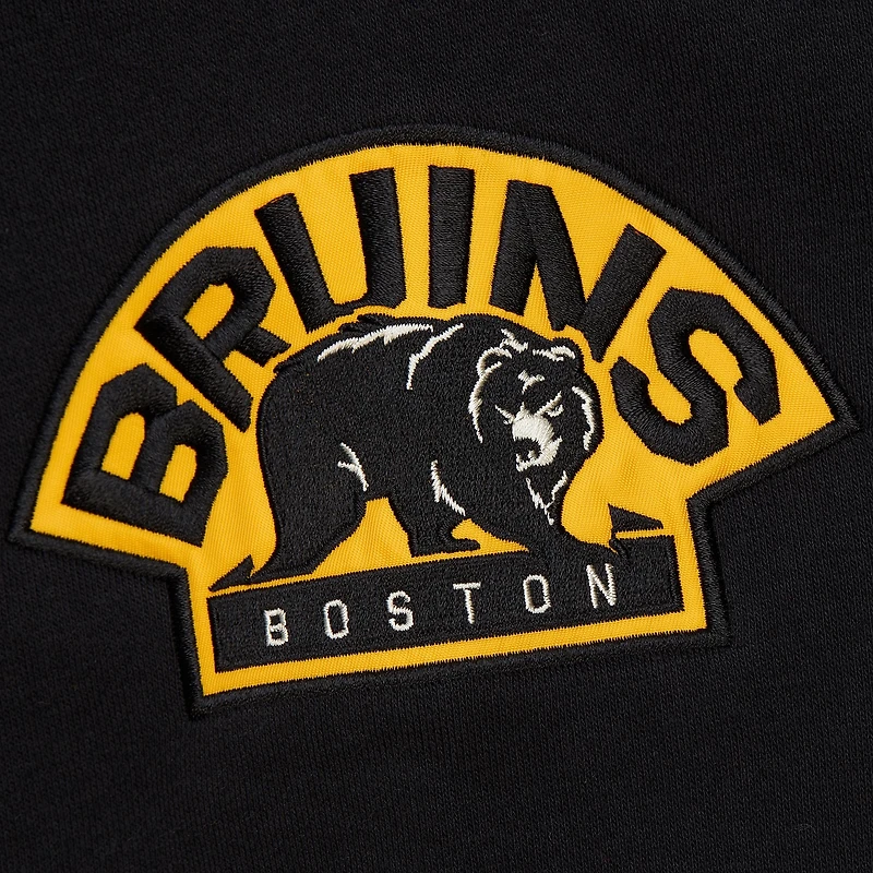 Women's Mitchell & Ness Black Boston Bruins Heritage Lace-Up Pullover Sweatshirt