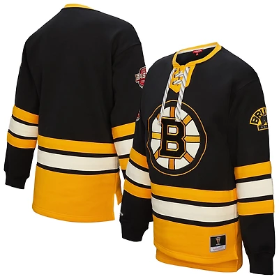 Sweat-shirt à lacets noir Boston Bruins Heritage pour femme de Mitchell & Ness
