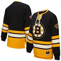 Women's Mitchell & Ness Black Boston Bruins Heritage Lace-Up Pullover Sweatshirt