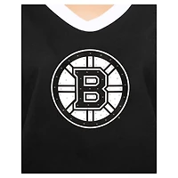 T-shirt noir New Era pour femme avec strass le jour du match des Bruins de Boston