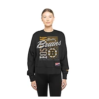 Women's New Era Black Boston Bruins Oversized Throwback Mineral Wash Sweatshirt