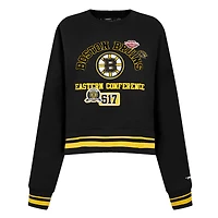 Sweat-shirt court Pro Standard noir pour femme avec code régional des Bruins de Boston