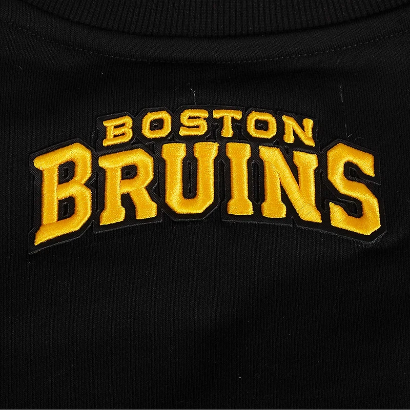 Sweat-shirt court Pro Standard noir pour femme avec code régional des Bruins de Boston