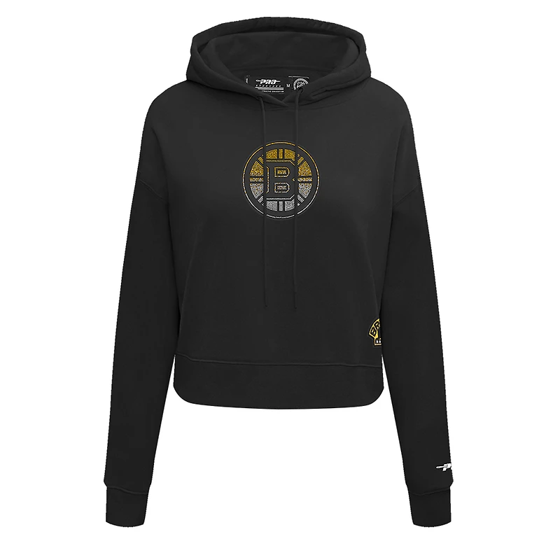 Sweat à capuche court Pro Standard pour femme Boston Bruins Jewels noir