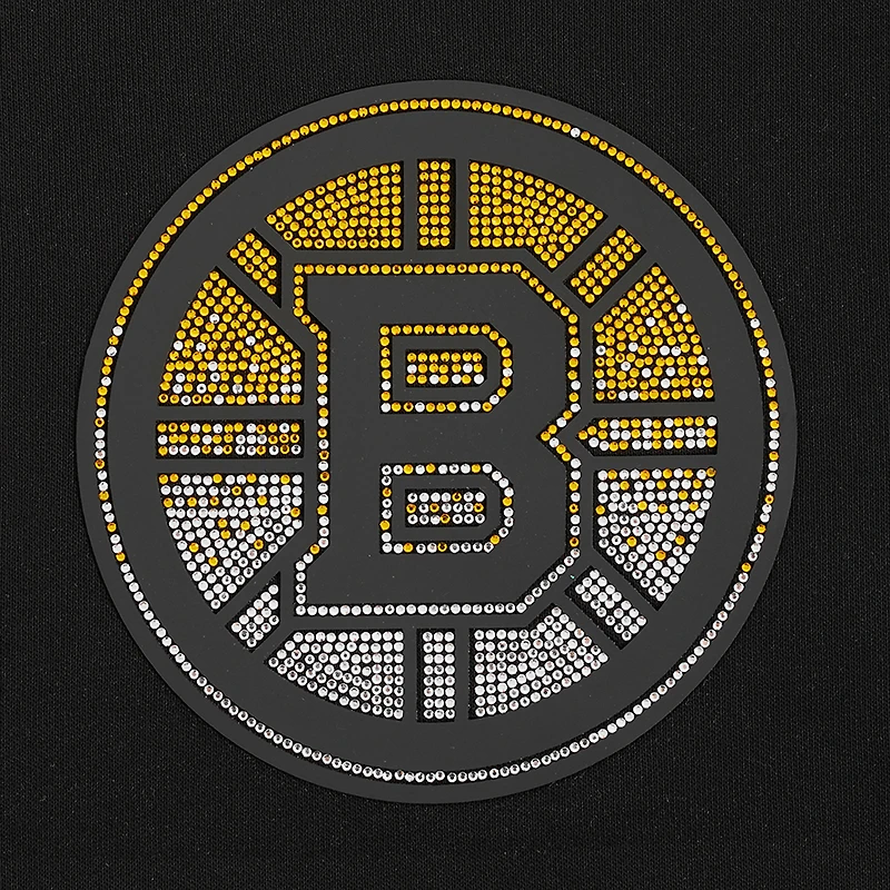 Women's Pro Standard  Black Boston Bruins Jewels Cropped Pullover Hoodie
