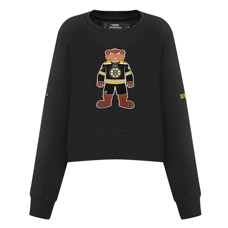 Sweat-shirt à col rond avec mascotte des Bruins de Boston noir Pro Standard pour femmes