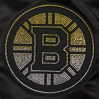 Veste en satin à boutons-pression et strass pour femme Pro Standard Boston Bruins noire