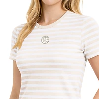 T-shirt rayé crème pour femmes des Bruins de Boston