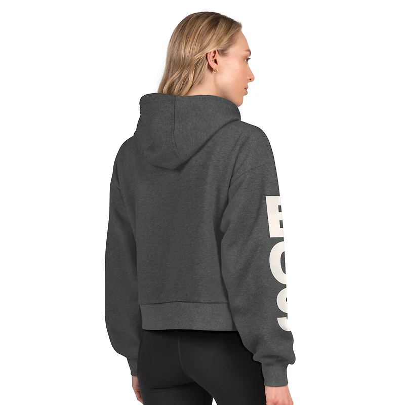 Women's Starter Heather Charcoal Boston Bruins Star Player Cropped Fleece Hoodie