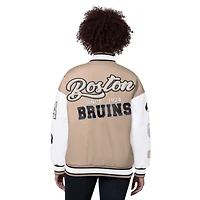 Women's Starter  Natural Boston Bruins Free Ball Varsity Jacket