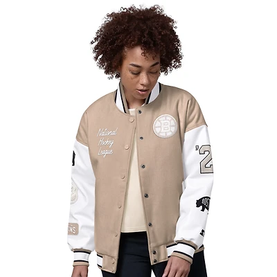 Veste universitaire Starter Natural Boston Bruins Free Ball pour femme