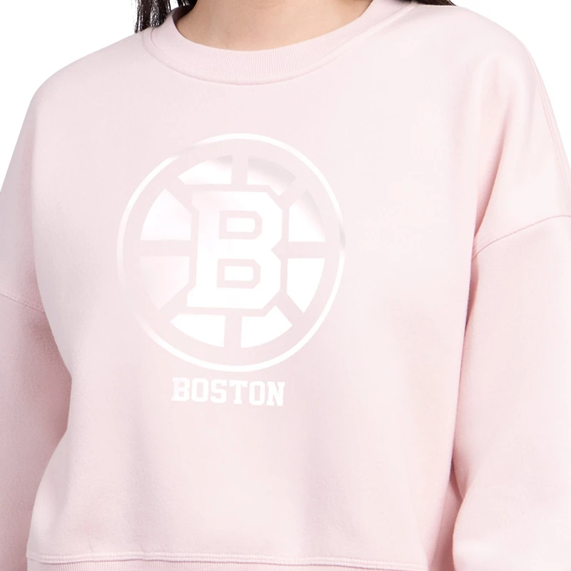 Women's Starter Pink Boston Bruins Boxy Cropped Sweatshirt