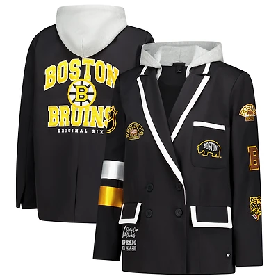 Blazer à capuche noir The Wild Collective Boston Bruins Original 6 pour femme
