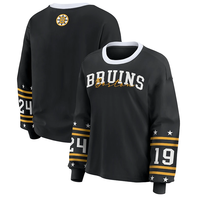 T-shirt de sport à manches longues noir Boston Bruins la marque WEAR by Erin Andrews pour femmes