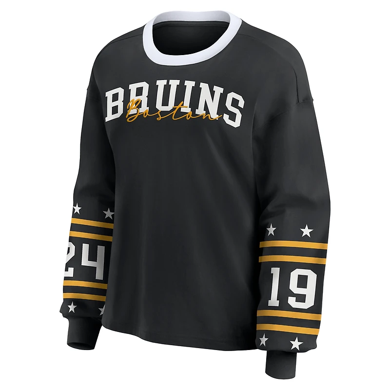 Women's WEAR by Erin Andrews Black Boston Bruins Long-Sleeve Sport T-Shirt