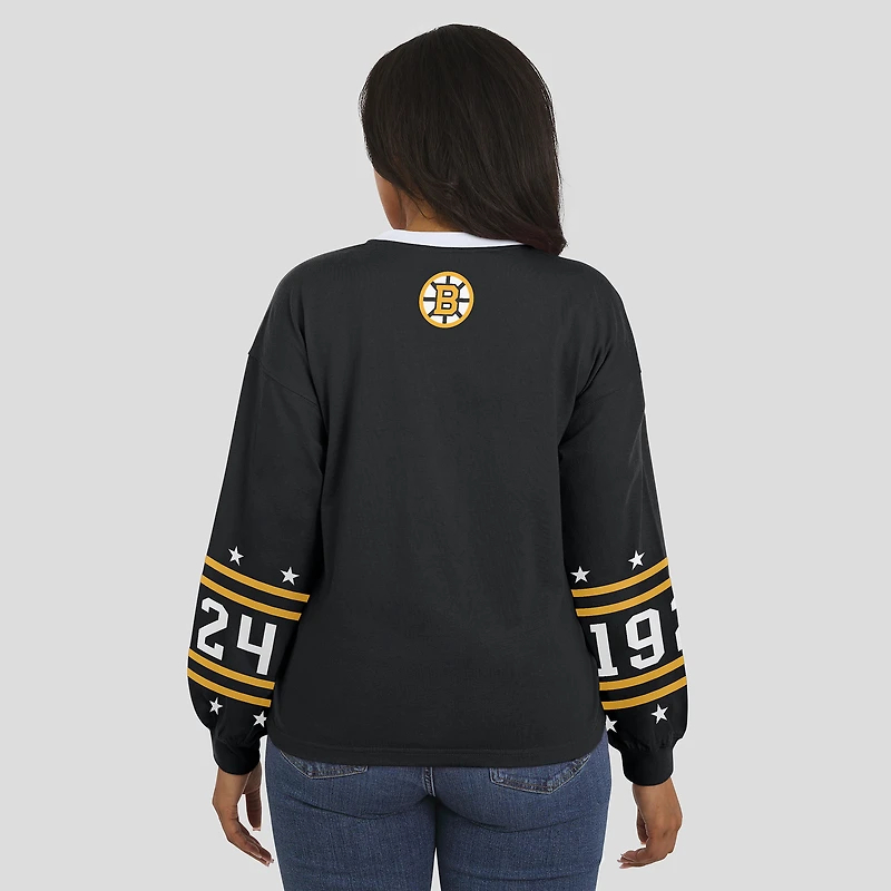 T-shirt de sport à manches longues noir Boston Bruins la marque WEAR by Erin Andrews pour femmes