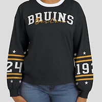Women's WEAR by Erin Andrews Black Boston Bruins Long-Sleeve Sport T-Shirt
