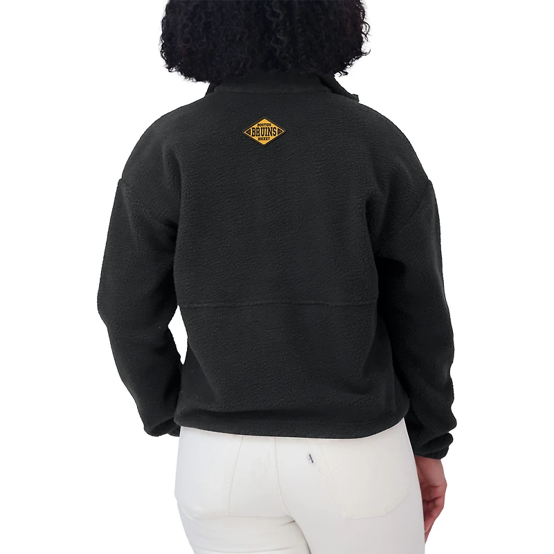 Women's WEAR by Erin Andrews  Black Boston Bruins Polar Fleece Half-Zip Jacket