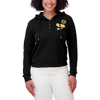 Women's WEAR by Erin Andrews  Black Boston Bruins Waffle-Knit Pullover Hoodie