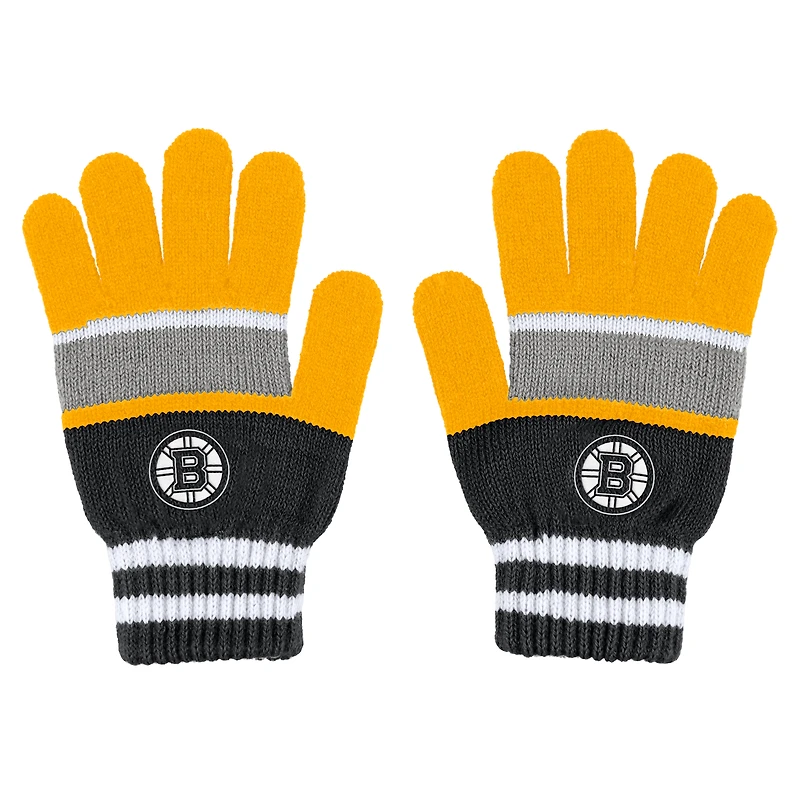WEAR by Erin Andrews Ensemble gants et écharpe à rayures des Bruins de Boston pour femmes