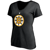 T-shirt à col en V pour femme Willie O'Ree Black Boston Bruins Authentic Stack avec nom et numéro de joueur retraité