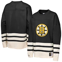 Haut épais à manches longues et point de chaînette Boston Bruins noir Mitchell & Ness pour jeunes