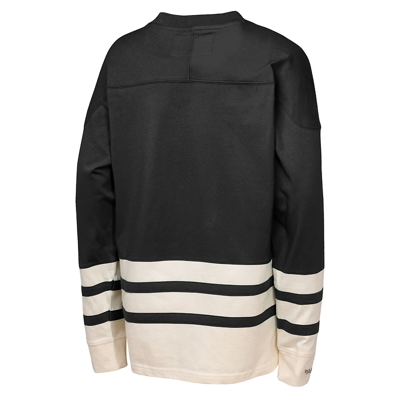 Youth Mitchell & Ness  Black Boston Bruins Chainstitch Heavyweight Long Sleeve Top