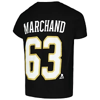 T-shirt noir avec nom et numéro des Bruins de Boston pour jeunes Brad Marchand
