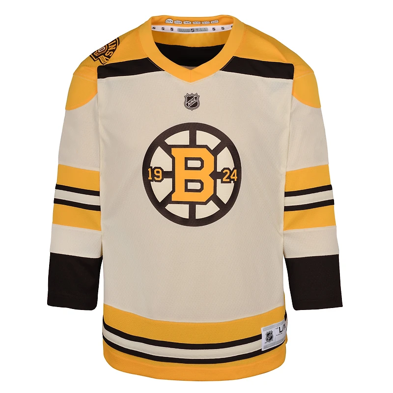 Maillot vierge crème pour jeunes des Bruins de Boston, réplique du 100e anniversaire