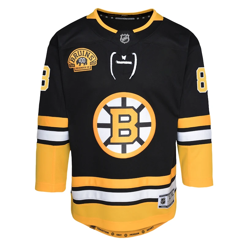 Maillot de joueur premier plan pour le 100e anniversaire des Bruins Boston David Pastrnak noir les jeunes