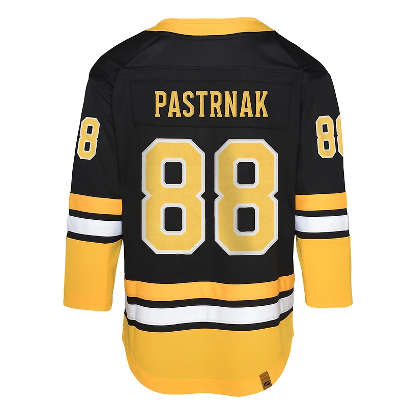 Maillot de joueur premier plan pour le 100e anniversaire des Bruins Boston David Pastrnak noir les jeunes