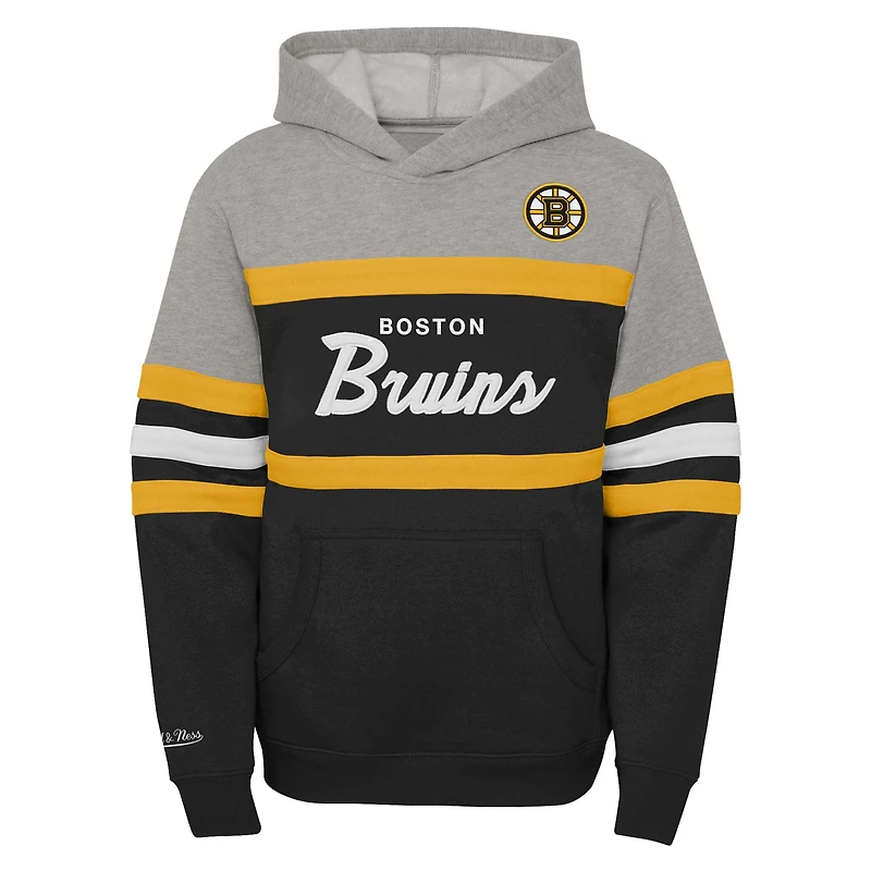 Pull à capuche noir Mitchell & Ness pour entraîneur-chef des Bruins de Boston jeunes