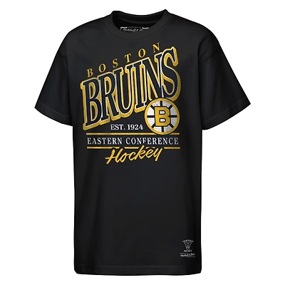 T-shirt Mitchell & Ness noir pour jeunes, Boston Bruins, appelé en renfort
