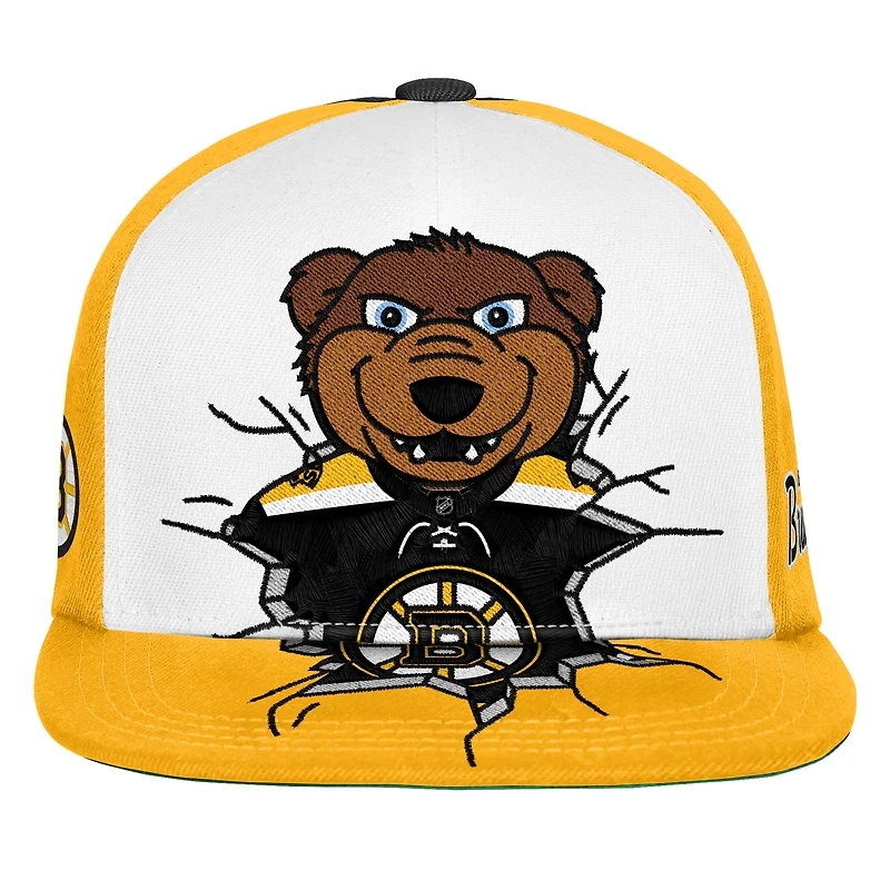 Casquette snapback Mitchell & Ness noire pour enfant, mascotte des Bruins de Boston
