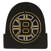 Bonnet en tricot à revers Mitchell & Ness noir Boston Bruins Neon Line Lights pour jeune