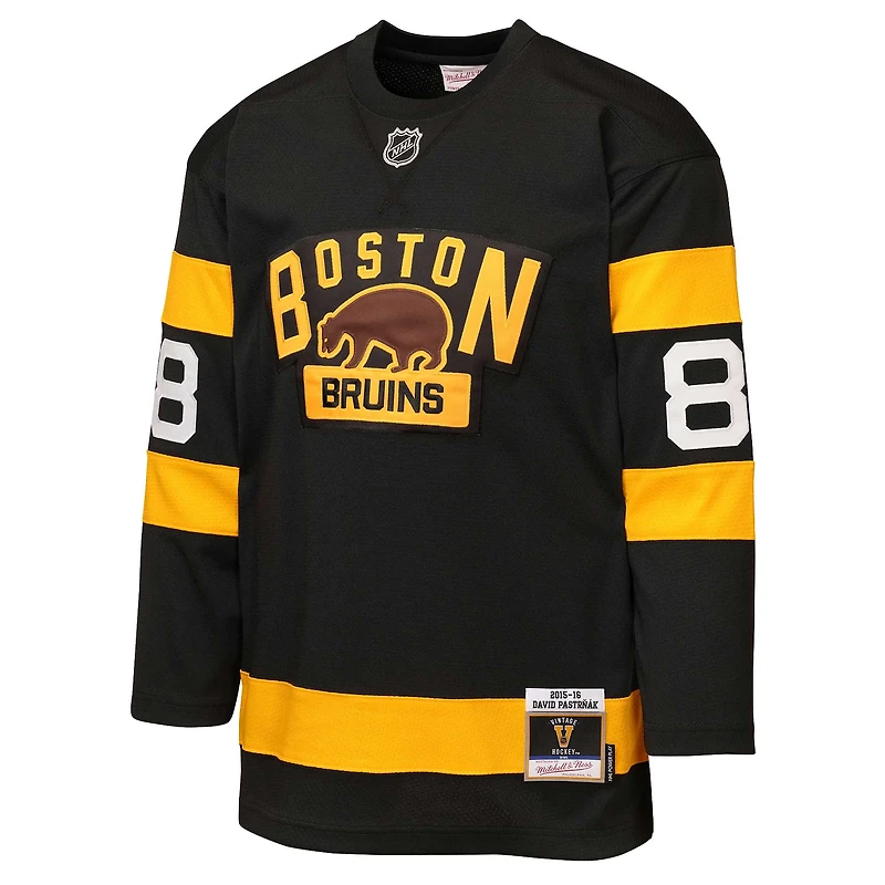 Maillot de puissance Mitchell & Ness David Pastrnak pour enfant, noir, Boston Bruins, Classique hivernal 2016