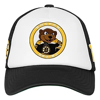 Casquette de camionneur ajustable blanche Mitchell & Ness pour jeunes, mascotte des Bruins de Boston