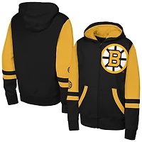 Sweat à capuche entièrement zippé noir Youth Outerstuff Boston Bruins Face Off
